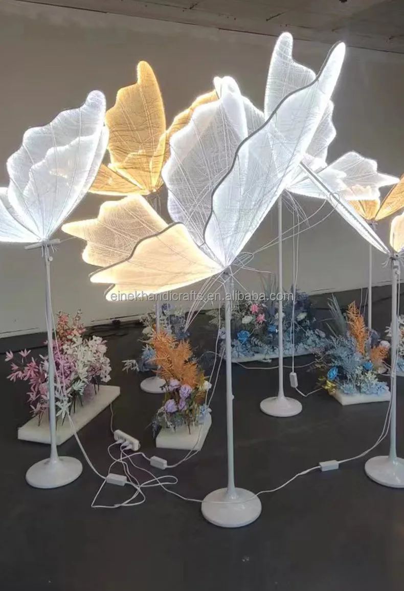 White Gold Butterfly Wedding Decorations Light Hanging Large Lighted Butterfly Lighting Stand