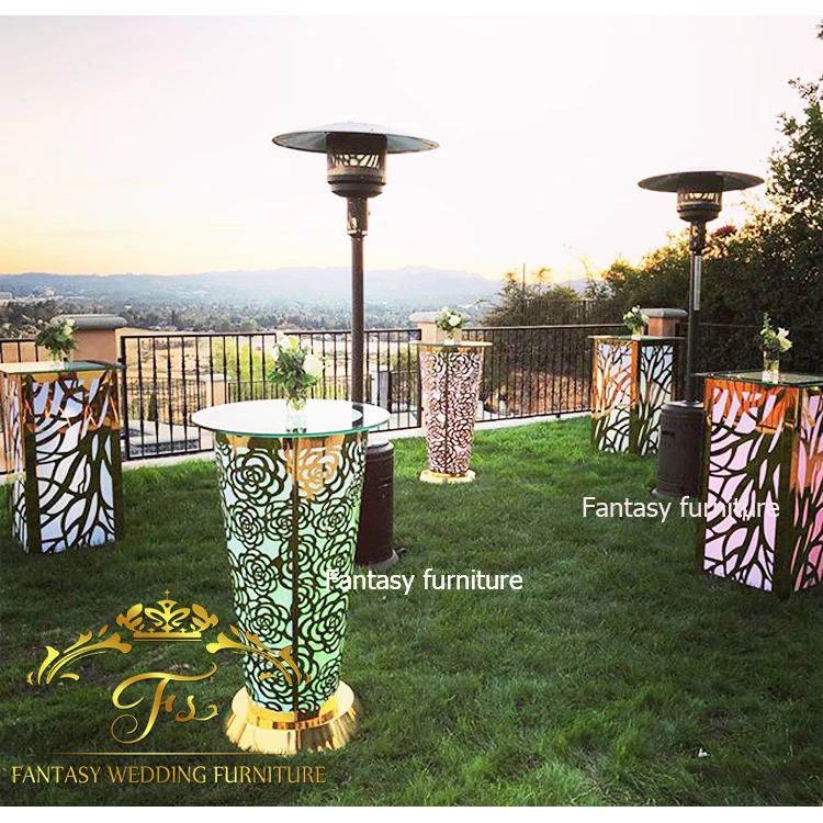 colorful led light outdoor cocktail high bar table for events