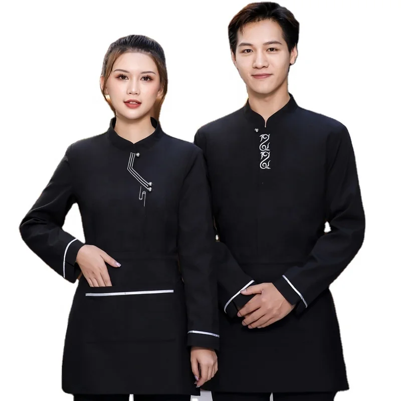 Осенне-зимняя одежда с длинными рукавами для гостей, официанток, официанток, комбинезон, мужская униформа для ресторана и фермы