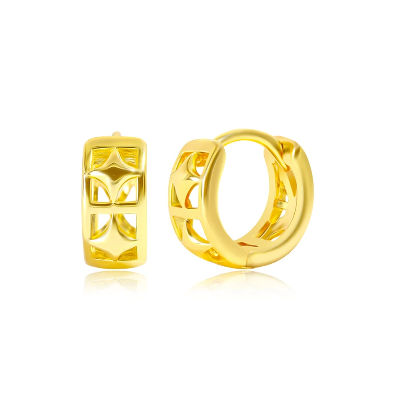 Wholesale Korea Copper 18K Gold Plated Minimalist Simple Huggie Earrings For Girl