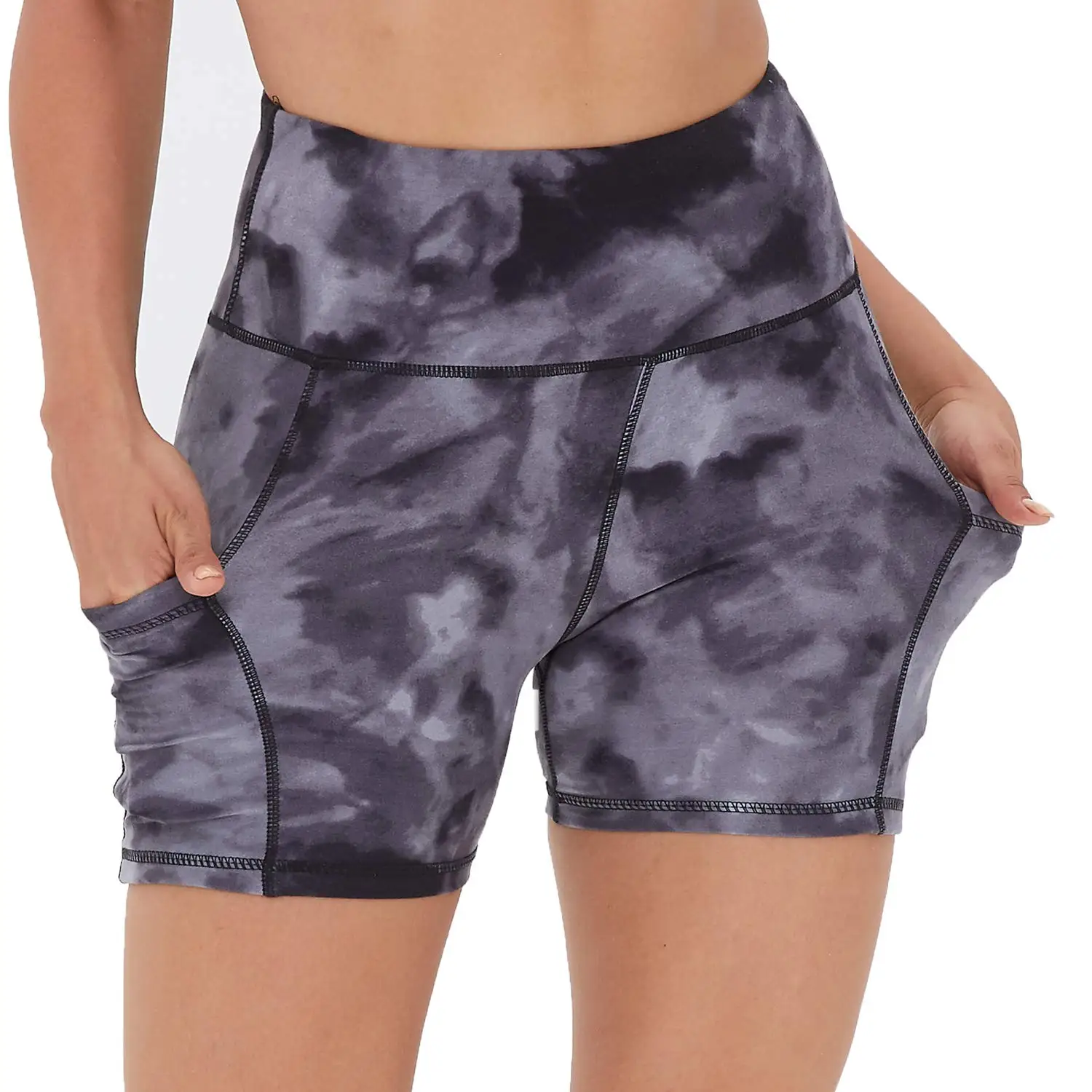 High Waist biker tight Shorts Tie Dye Wide Waistband Sports yoga printed Shorts Buttery feel Pressure Shorts for sexy women