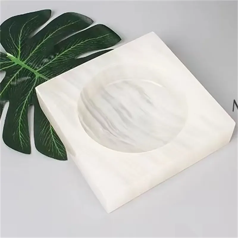 Natural Stone Square Shape Custom Size Green Black Marble for Cigar Ashtray Cigarette Smoking Herb Portable Marble Ashtray Urn