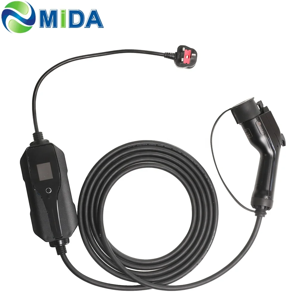 8A 10A 13A Mode 2 EV Charging Type 1 J1772 UK Plug Home EV Portable Charger