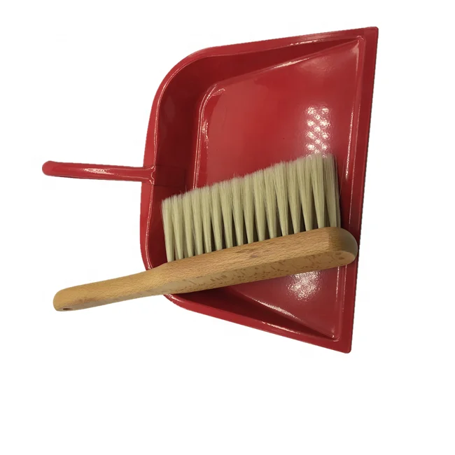 Factory Beech Wood Brush with Metal Dustpan and Brush Sets Broom and Dustpan Sets