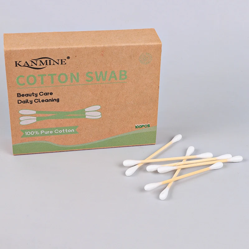 Customized Oem Ear Clean Biodegradable 100 Pieces Bamboo Stick Cotton Bud With Drawer Box