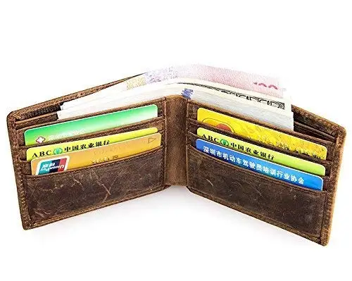 Wholesale Luxury Vintage Brown Wallet Men Bifold Slim Wallet Minimalist Leather With Coin Pocket