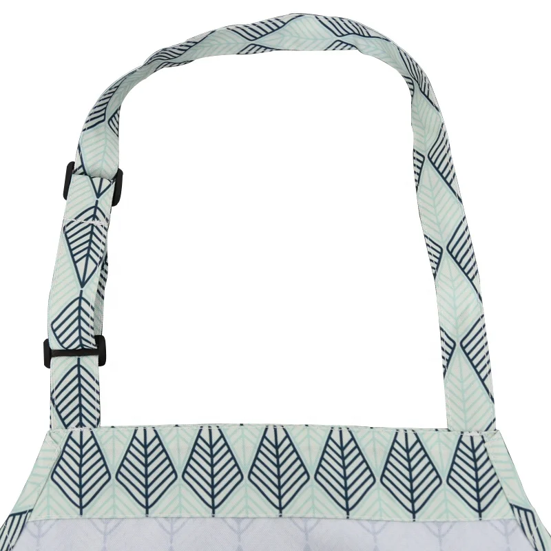 Fashion Women Bib Kitchen Linen Custom Print Apron with pockets
