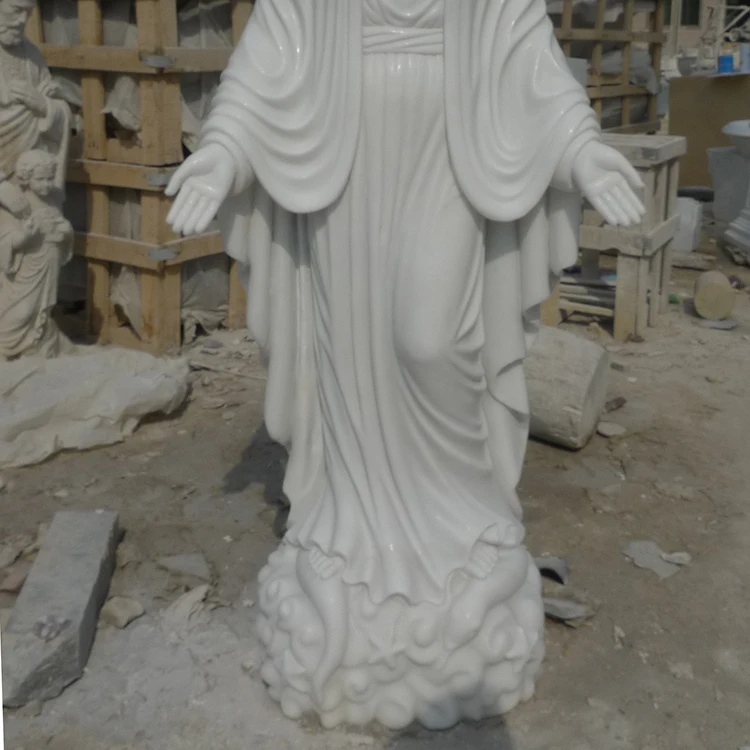 Factory direct supply life size outdoor stone white marble religious Catholic Mary statue