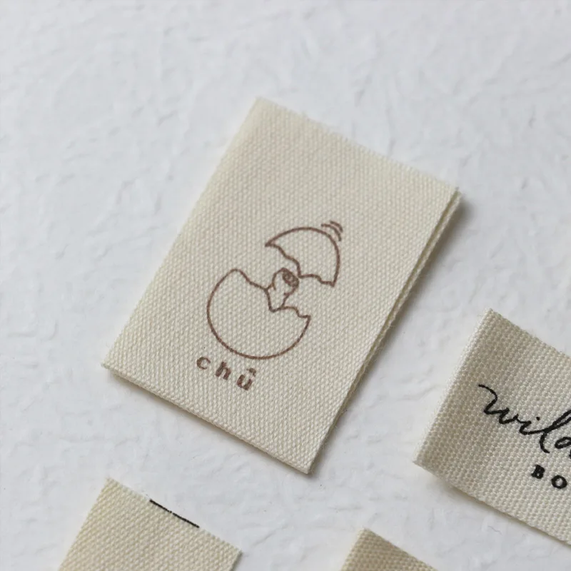 100% Organic Cotton High Density Jacquard Clothes Satin Woven Tag Clothing Woven Labels Custom Private Logo Garment Fabric Label