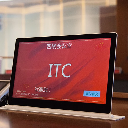 Slim Conference Room Office Table LCD Monitor Lift Microphone Display Conference Motorized Pop Up LCD Monitor Lift