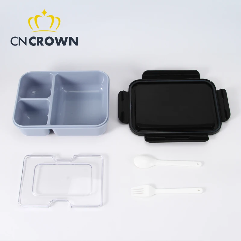 High Quality PP Food Packaging Grade Plastic Lunch Boxes Container Three Sub Box