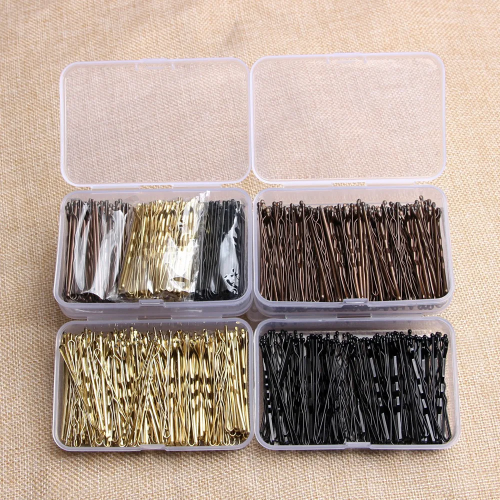 Fashion YiLiBer 5cm Small cross-border hot selling black straight hairpin round hair clip headdress 150pcs/box hairpins