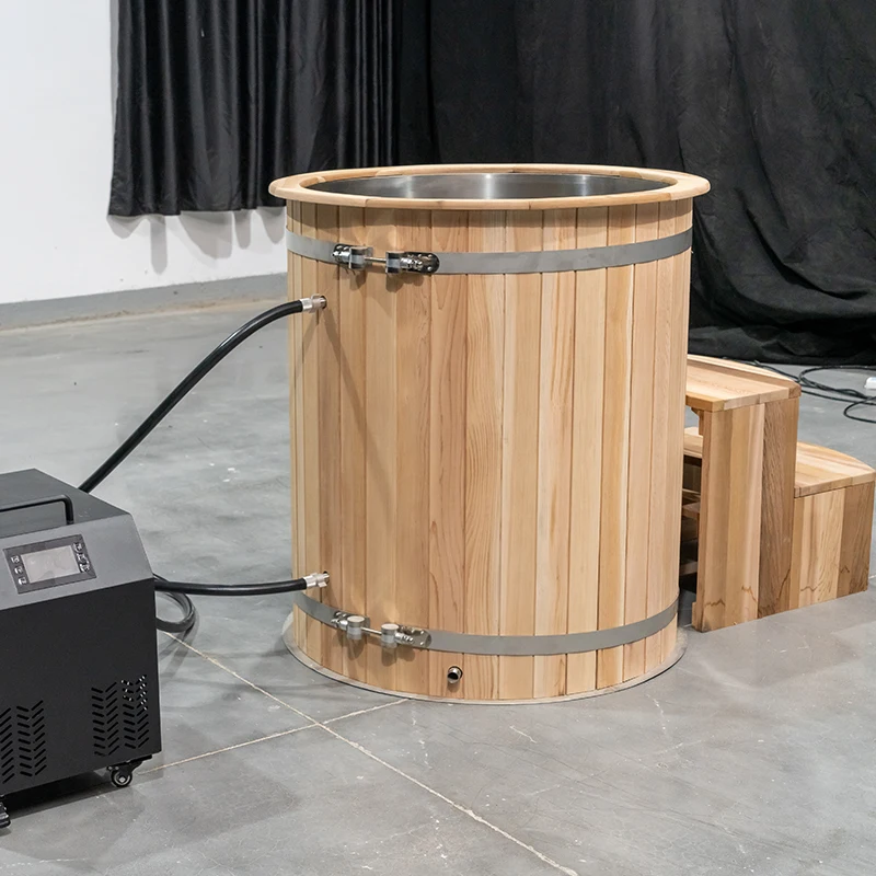Smartmak Water Chiller Ice Bath Pools Barrel Home 1hp System Wooden Therapy Cold Plunge Ice Bath