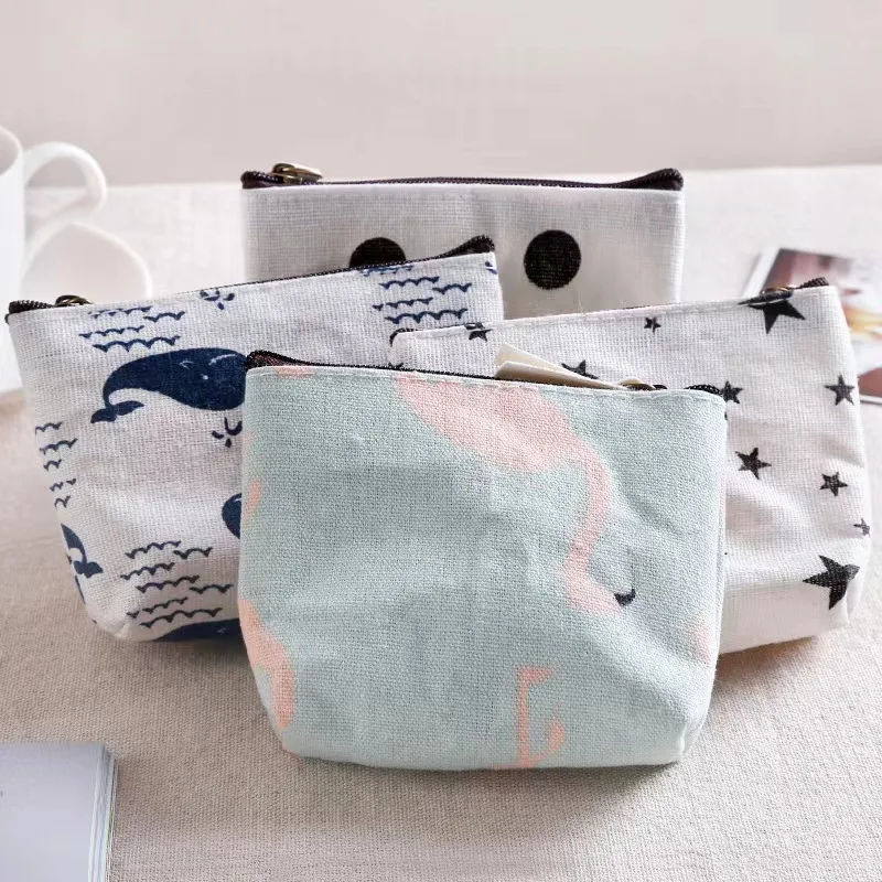 Fabric Student Purse Cotton Canvas Mini Zipper Cute Coin Bags Short Square Gift Key Bag with Logo Customized Wholesale