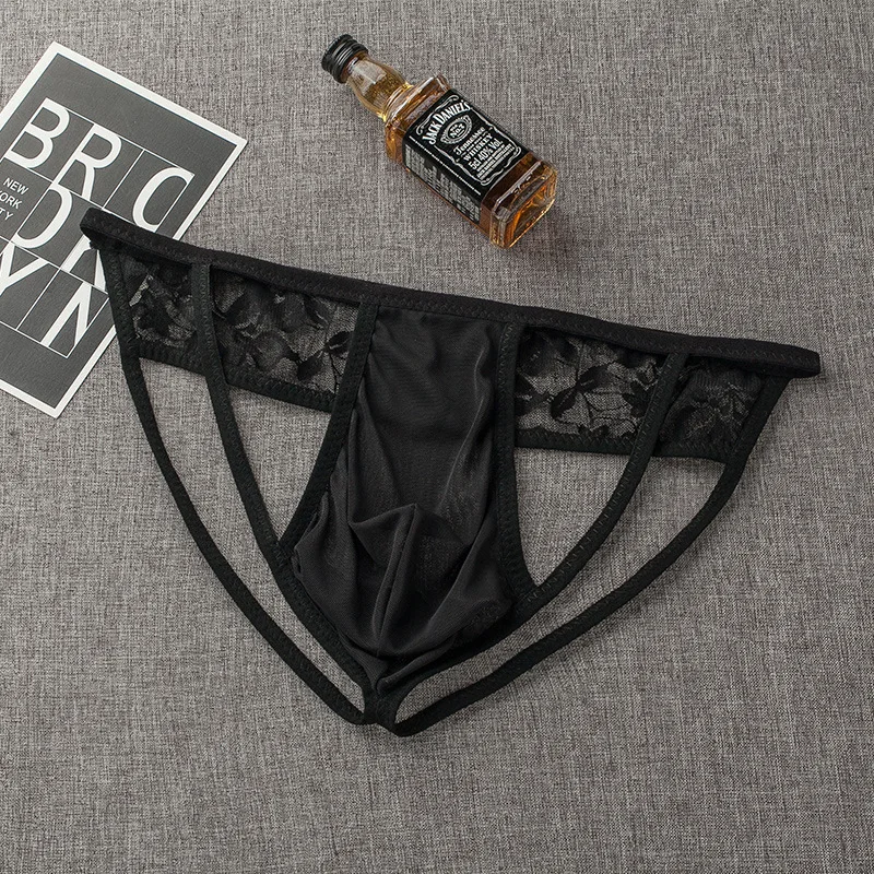 Wholesale 2022 Erotic Thong Men Mesh Sexy Transparent Temptation U Convex Men G-string Briefs Boys Low Waist Hollow Sac Thong