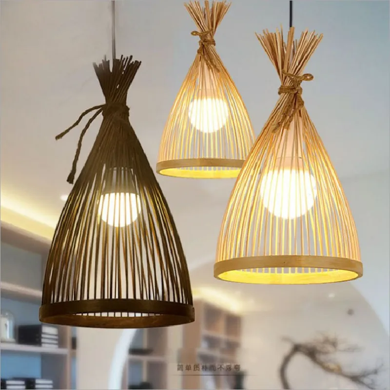 Chinese Zen Bamboo Chandelier Tea Room Bamboo Dining Room Pendant Light B&B Rustic Lantern Lighting