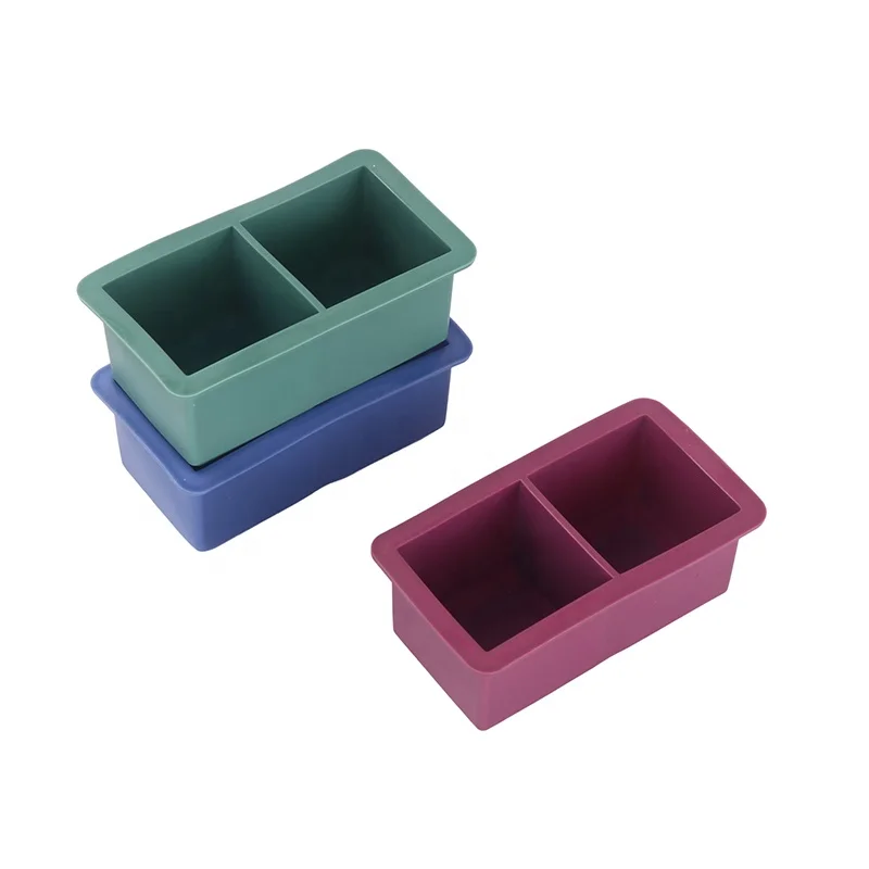 Hot Sale 2 grids silicone Ice cube tray Mold Ice Cube Tray Square Silicone Mold cube