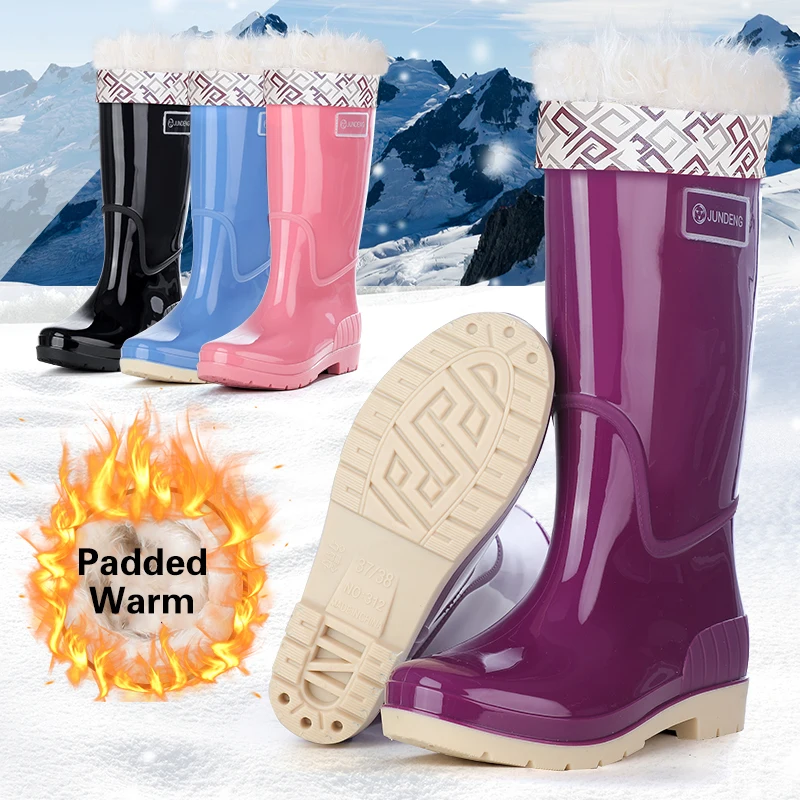 Comfortable Waterproof Rubber Safety Boots Plastic Gumboots EVA Insole High Style Winter Season Fishing Gardening Spot Goods