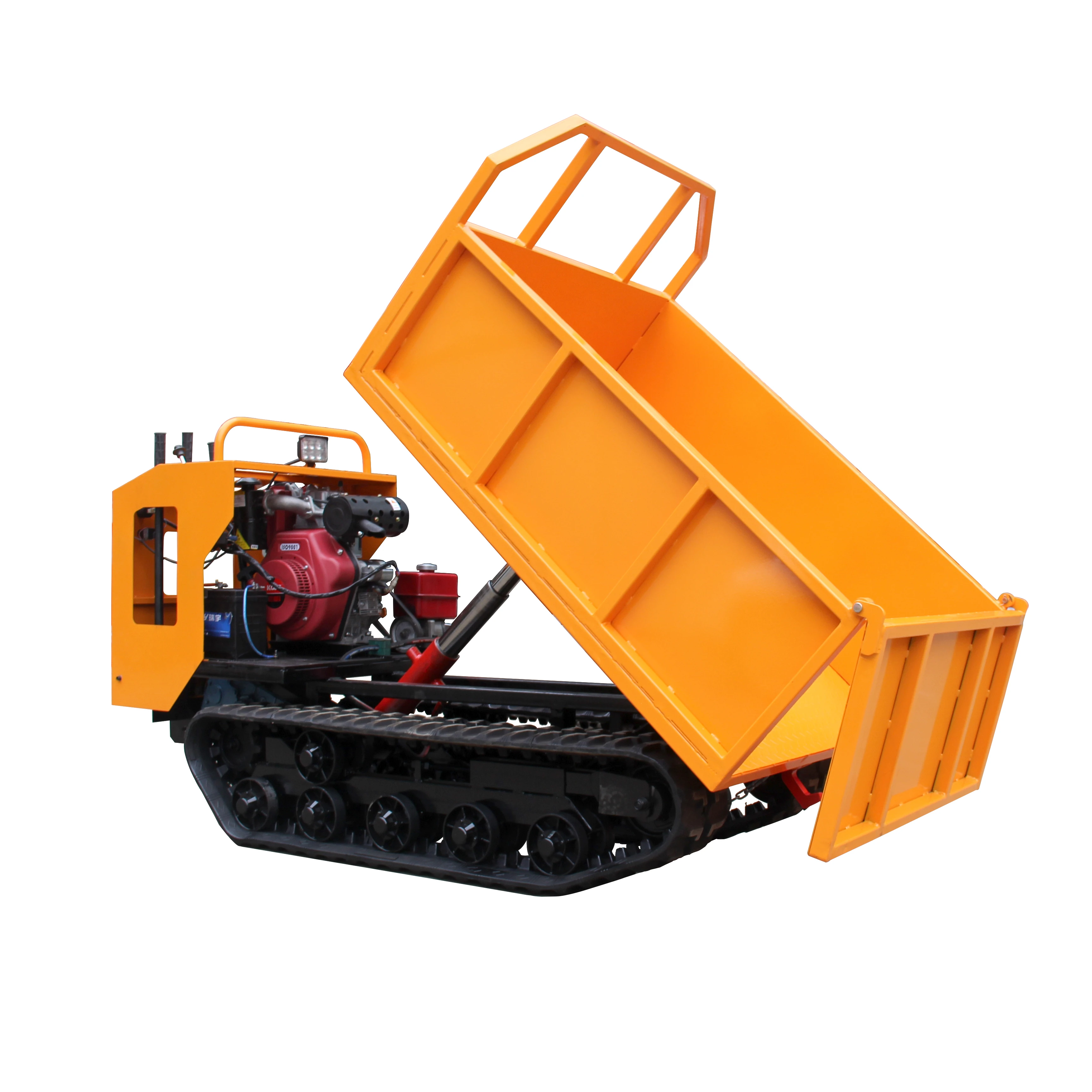 06-186 Mini Crawler Dumper Trucks Rubber Track 1 Ton Crawler Transporter Dumper Walking Cargo Truck
