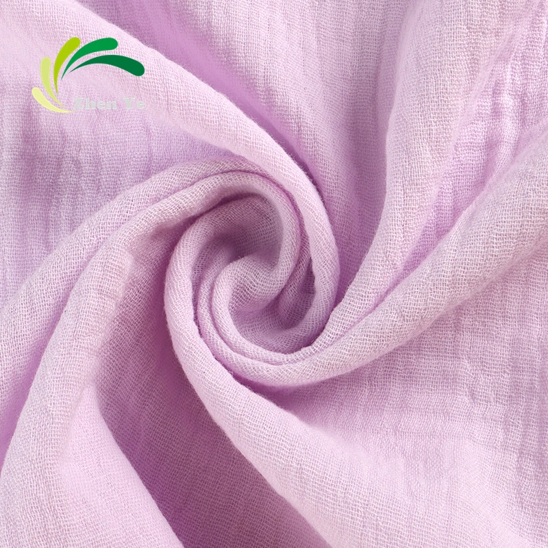 Factory Hot Sale Pure Cotton Double Face Double Gauze Wrinkle Muslin Organic Fabric For Baby Waddle Pajama Hometextile Swaddle
