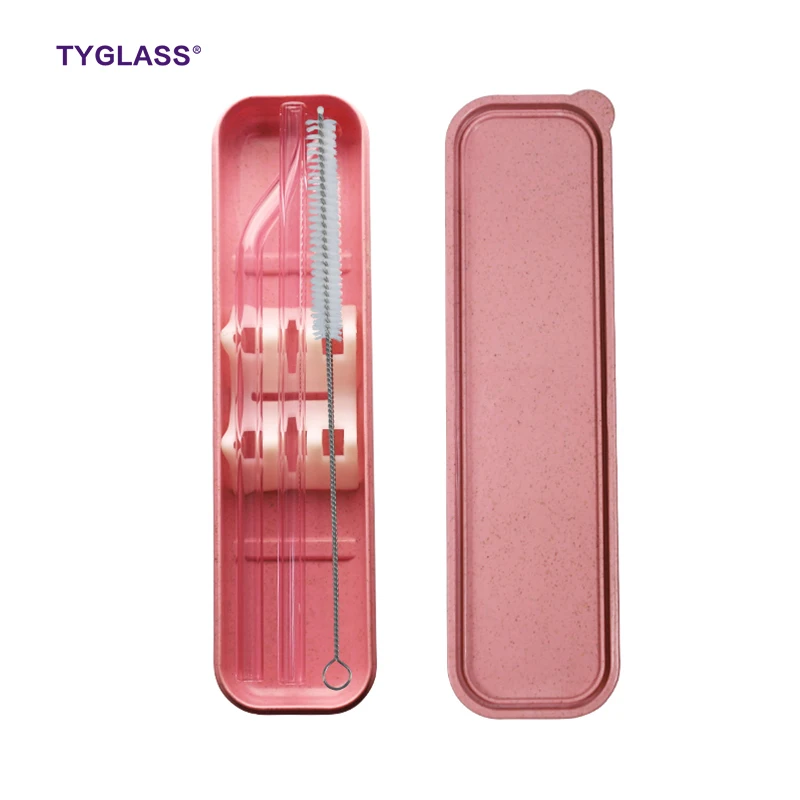 Low Price straight and bent glass straw packaging eco reusable borosilicate glass drinking straw