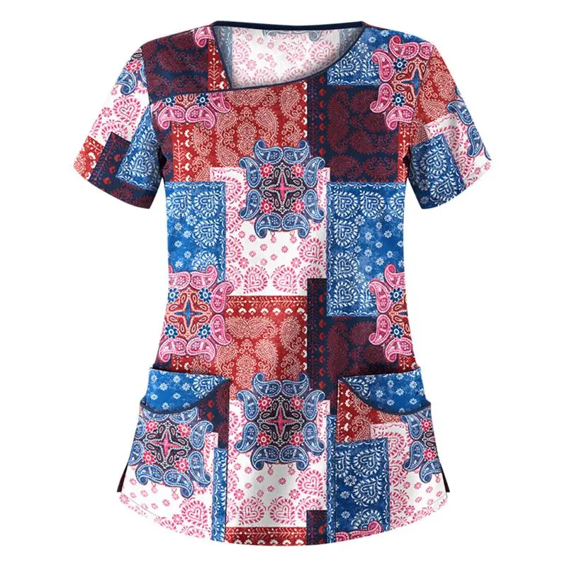 Stylish Fashion High Quality Jogger Pants Salon Tunic Batik Medical Uniforms Printed Tops Scrub