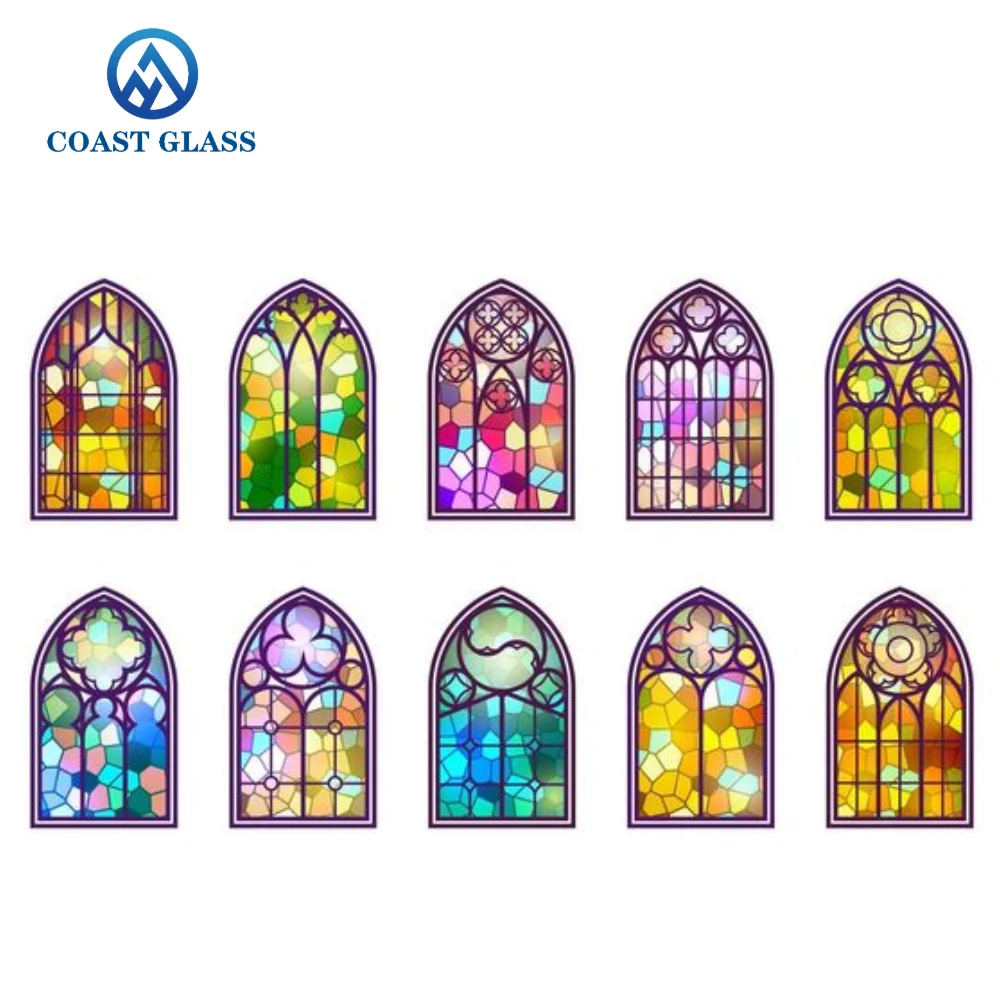 Stained Decorative Glass Customized Decoration Colorful Decorative Panel Glass for Building Roof Church