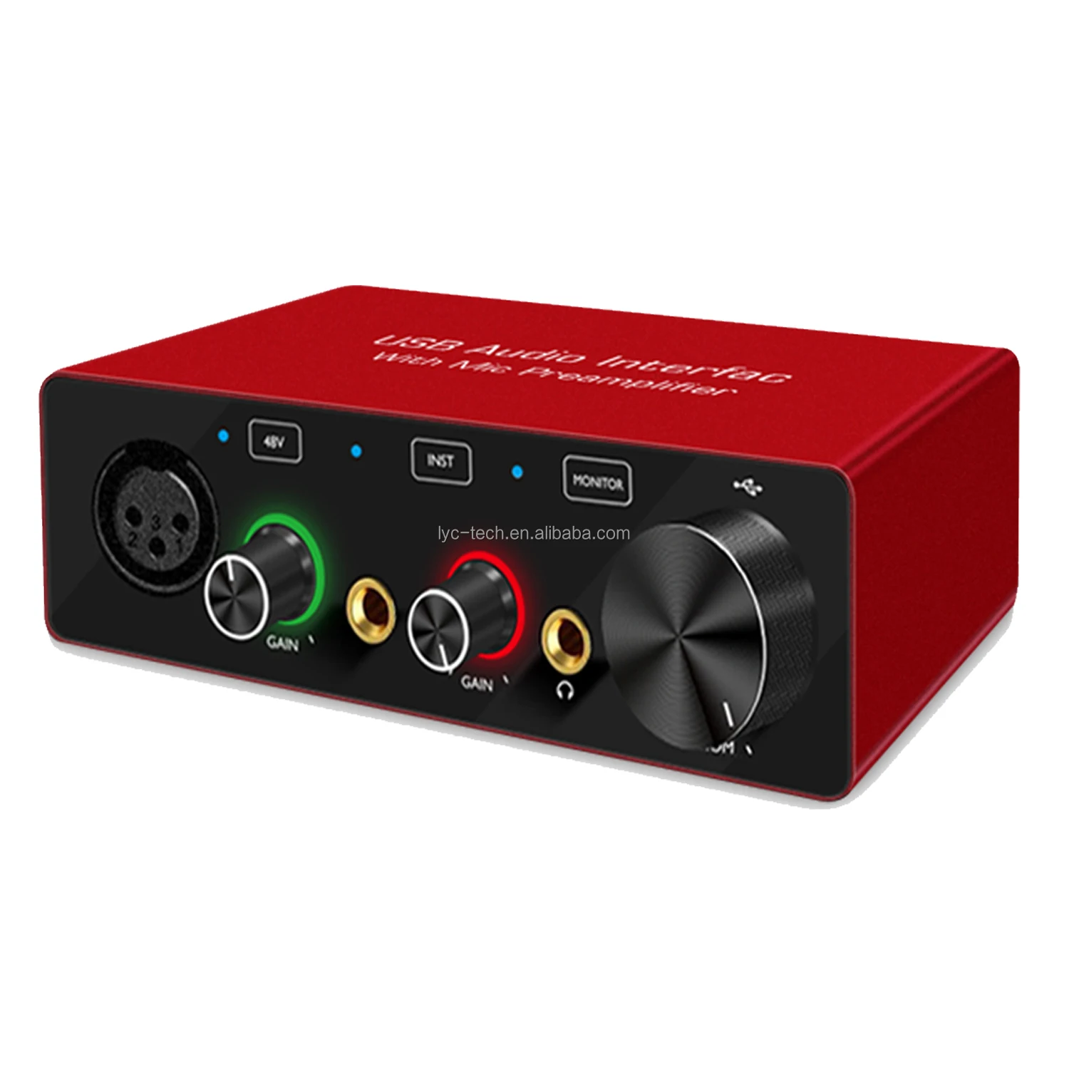 
 Интерфейс Аудио Студийный 48В звуковая карта Запись аудио-интерфейс  