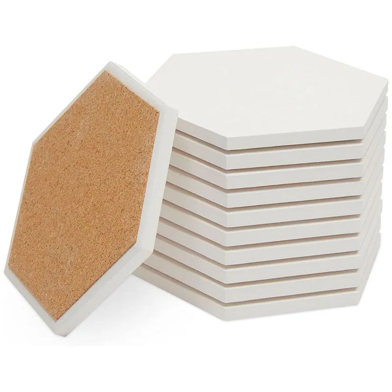 Глянцевая отделка с сублимационной облицовкой пустые белые керамические шестигранные подставки для поделок