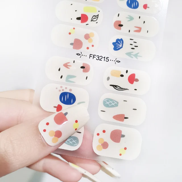 factory supply Nail Art Stickers colorful 3D nail stripes Wholesale supplies flower heart pattern stickers nails for girls
