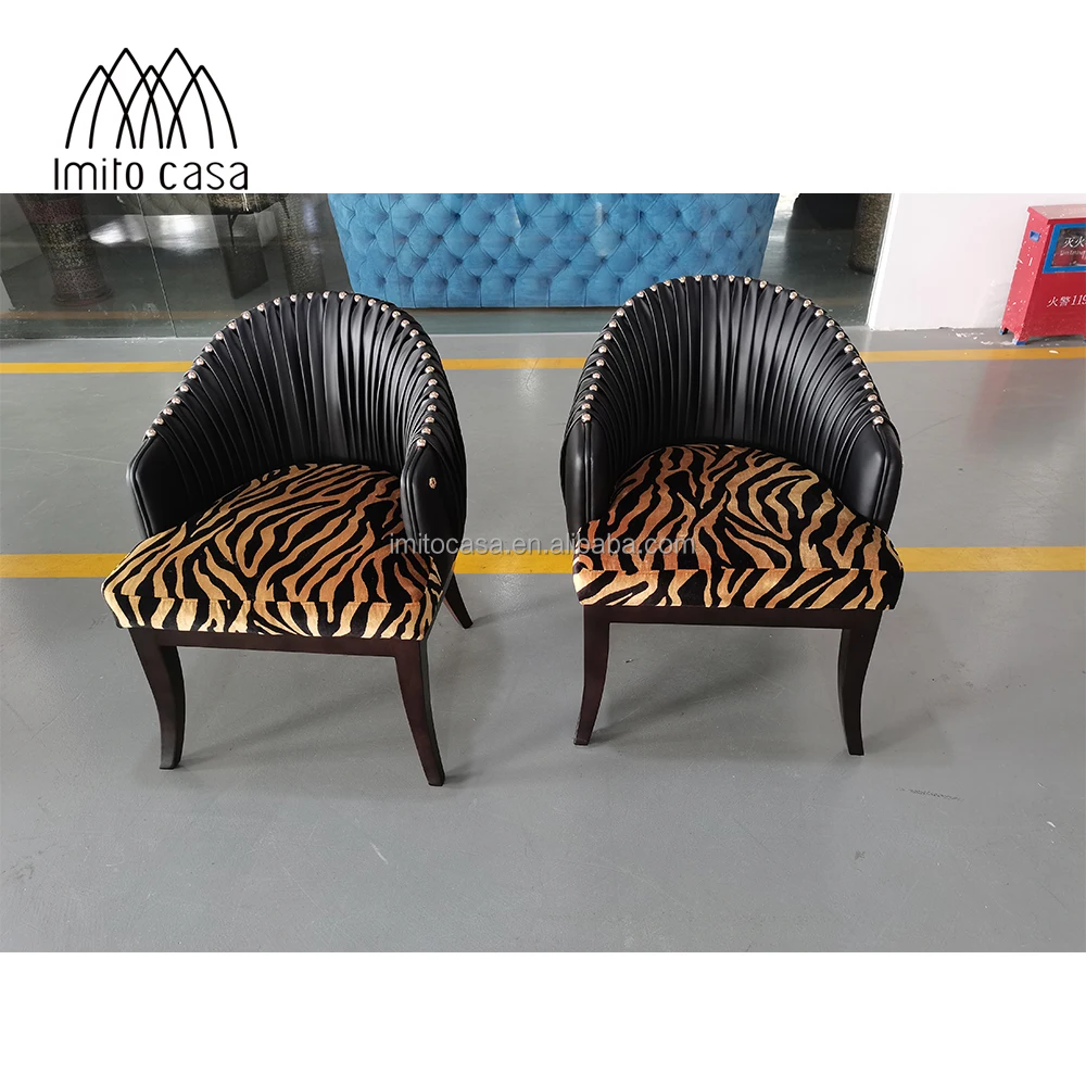 IMITO CASA Italian Leopard Print Dining Room Chair Hotel & Restaurant Plicated Chairs Modern High Class Wooden Dining Armchair