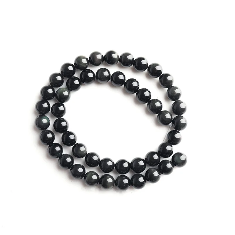 Natural Black Natural Obsidian Jewelry Loose Beads Smooth Obsidian Healing Gemstone Beads For Jewelry Making Diy