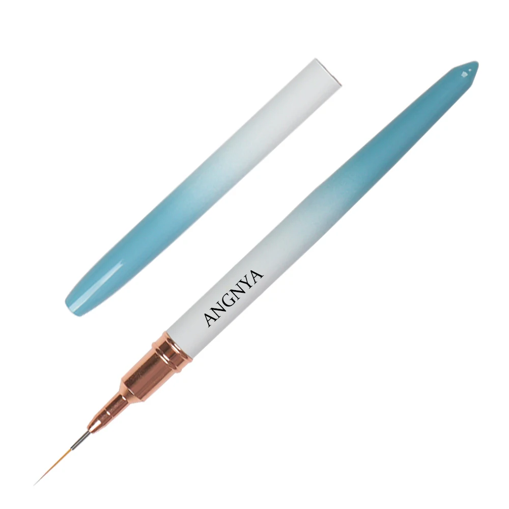 2023 Custom Logo OEM Pink Metal Handle Manicure Art Pure Kolinsky Hair Gel Brushes Sable Linework Detail Brush Nail Liner Brush