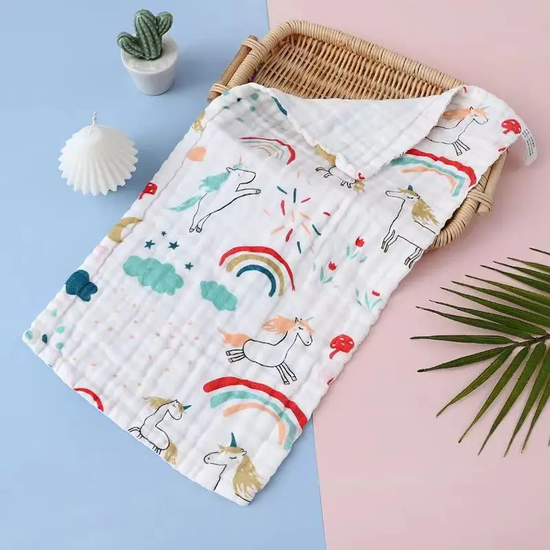 Newborn 6-Layer Cotton High-Density Child Towel Knitted Bedding Baby Blanket Wearable Fabric with Water Filling Kids 0-3 Months