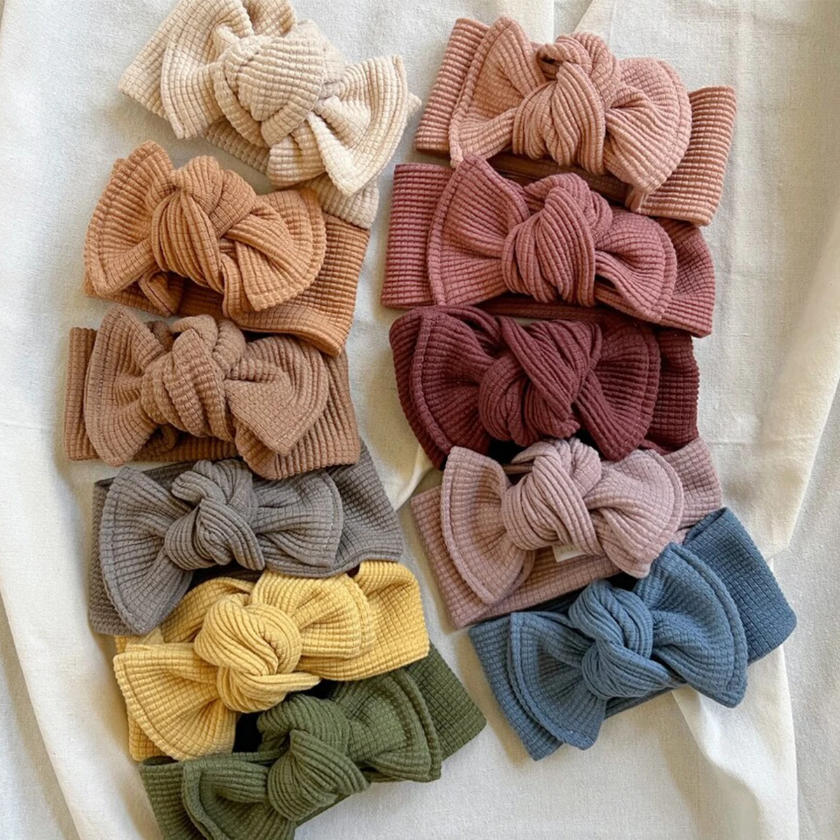 waffle texture knit baby headband newborn baby girl gift organic cotton neutral baby headwrap