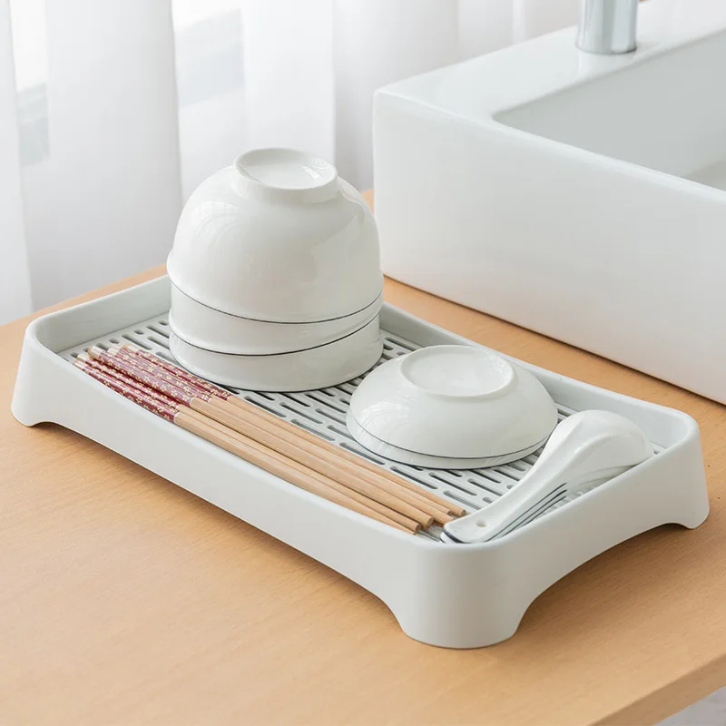 Multifunction kitchen bathroom sink rack restaurant fruit dish cup drainboard water drying pad nordic plastic drain tray