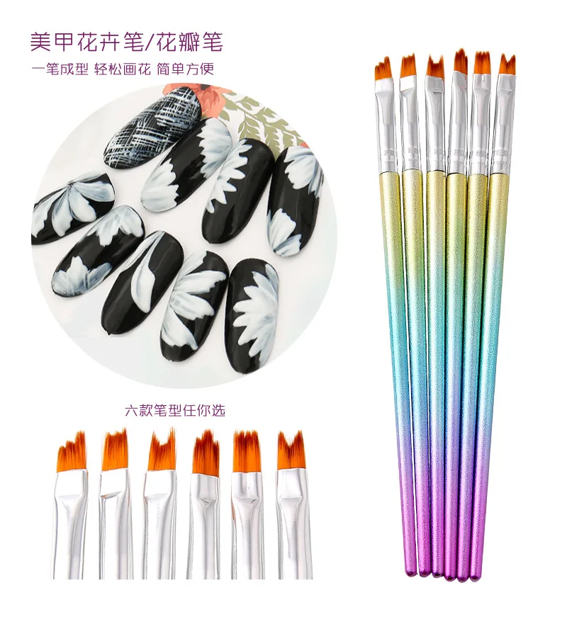 Premium Iridescent Handle Gradient Painting Brush Set 8 Pcs Nail Brush Pen