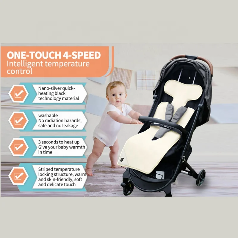 Anjuny OEM Factory Infant Car Seat Cushion Travel Accessories Heating Stroller Baby Seat Cover