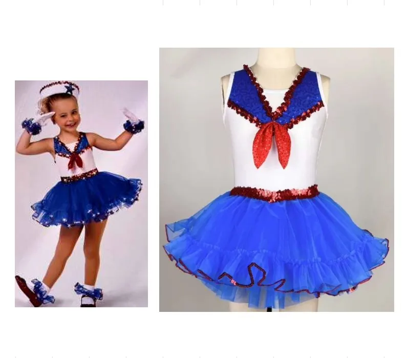 Gilrs sailor ballet dress kids  dance leotard dance costumes  adult stage party dance dress