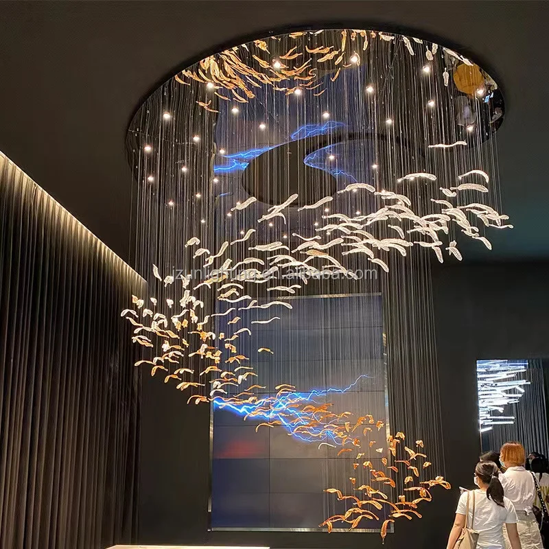 Modern Nordic Crystal Chandelier for Hotel Lobby Restaurant Bar Counter round Pendant Lighting with Iron Parts for Room Decor