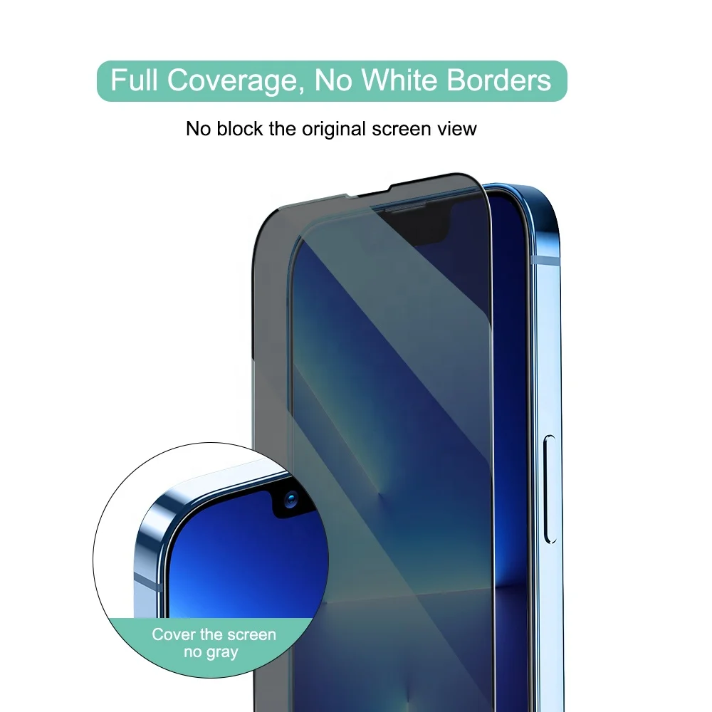 Hot Full Glue Anti Spy 3D Privacy Tempered Glass Film for iphone 13 pro max Mobile Phone privacy Screen Protector