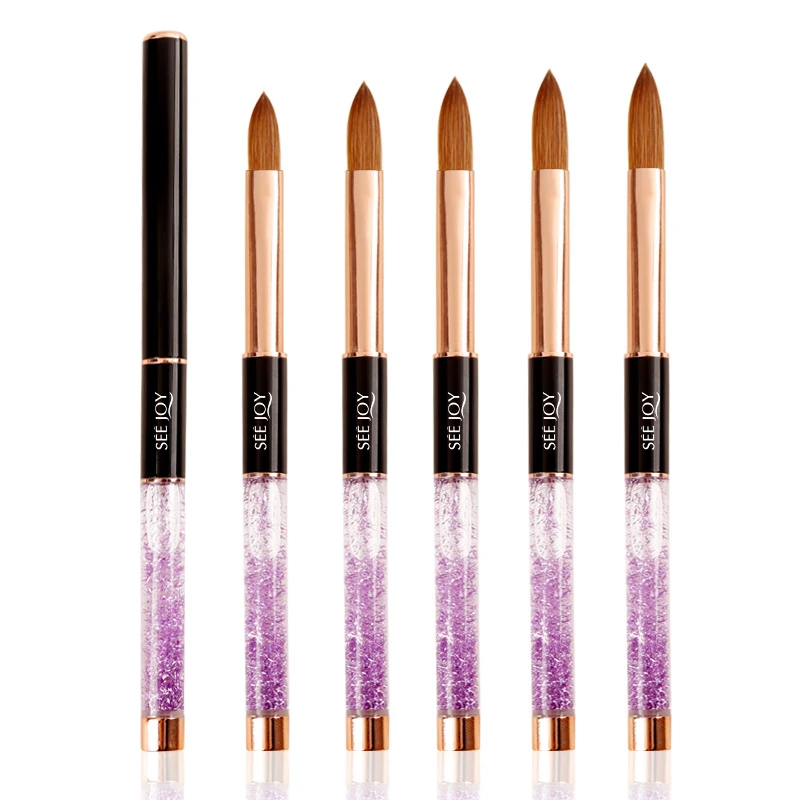 High Quality Custom Logo Nail Brush 100 Kolinsky Acrylic Brushes 8 10 12 14 16 Acrylic Nail Brush