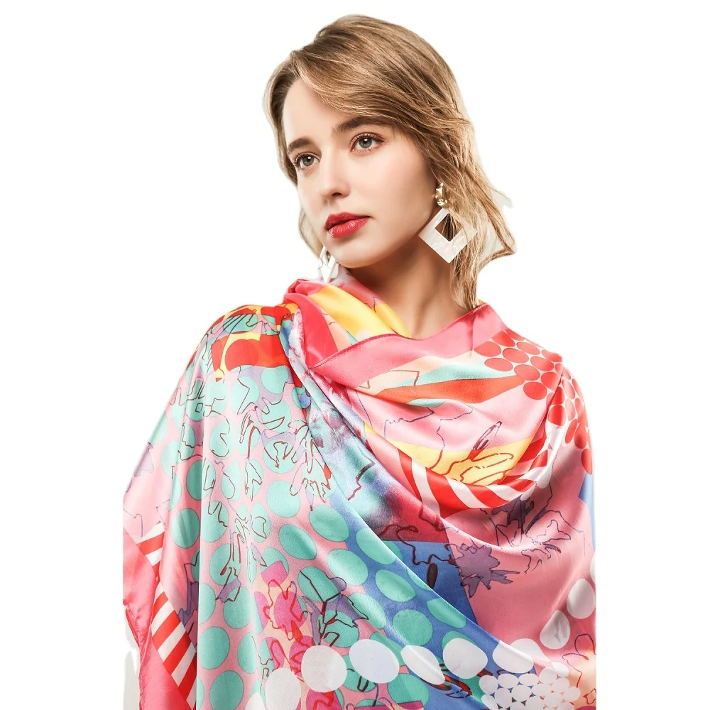 Женский лучший популярный Шелковый шарф, дизайнерский шарф, шелковый шарф с принтом