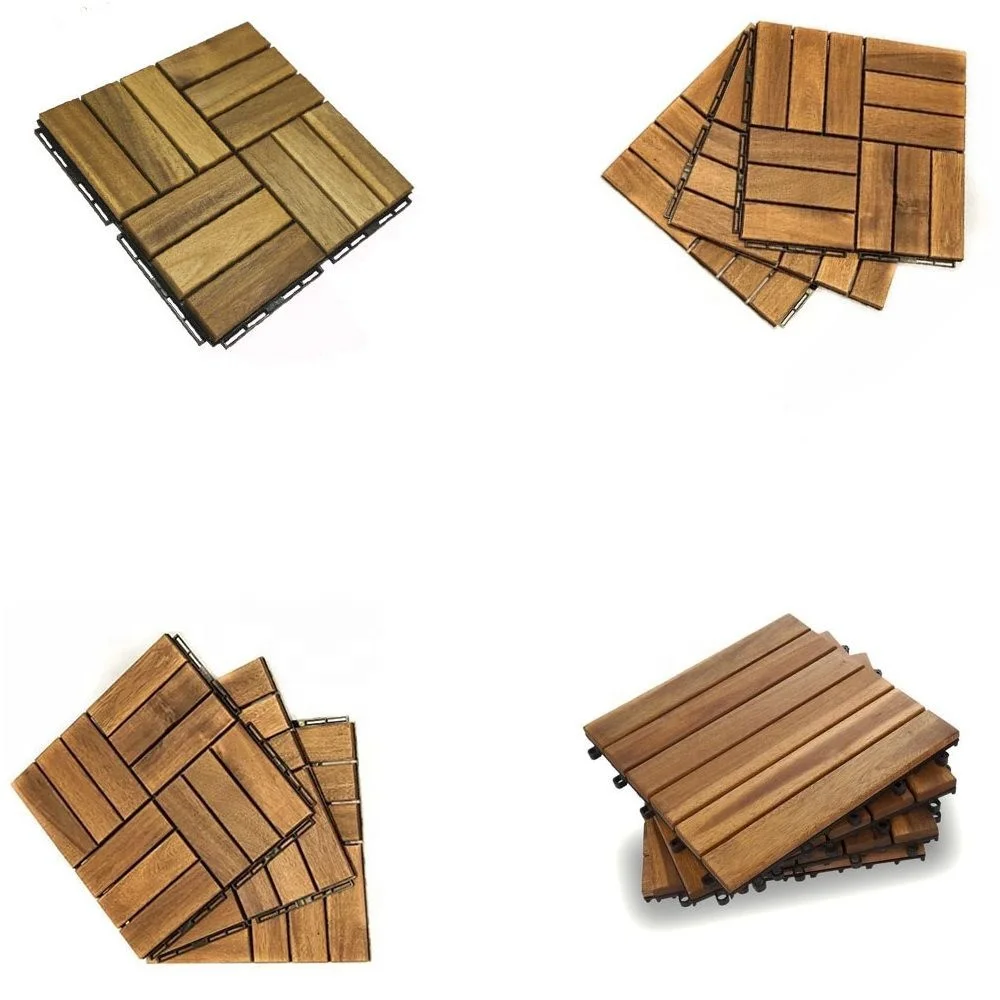 Плетеная напольная плитка из дерева акации, пластиковая композитная плетеная напольная плитка B6508