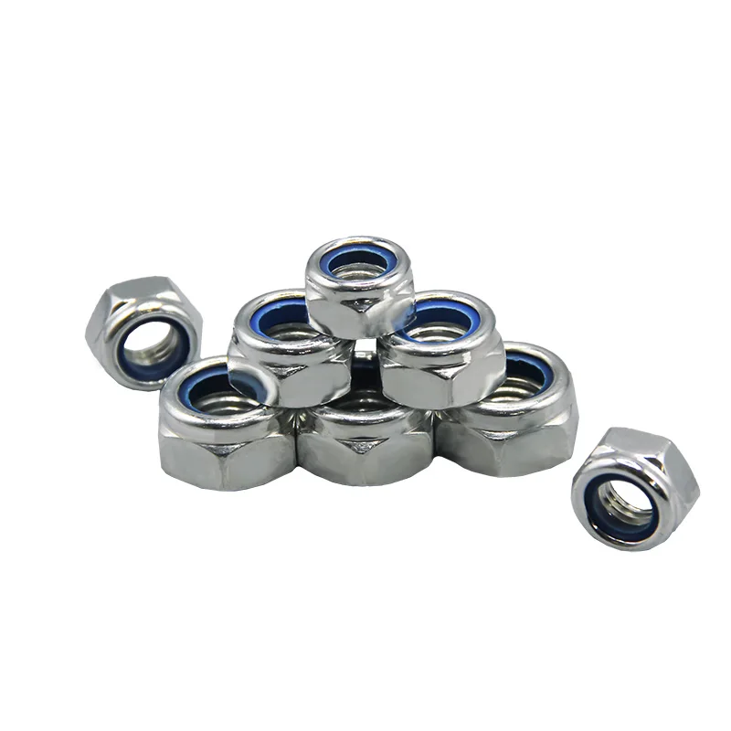 nylon lock hexagon nuts bolts and nuts manufacturers with white zinc plated for customized nut