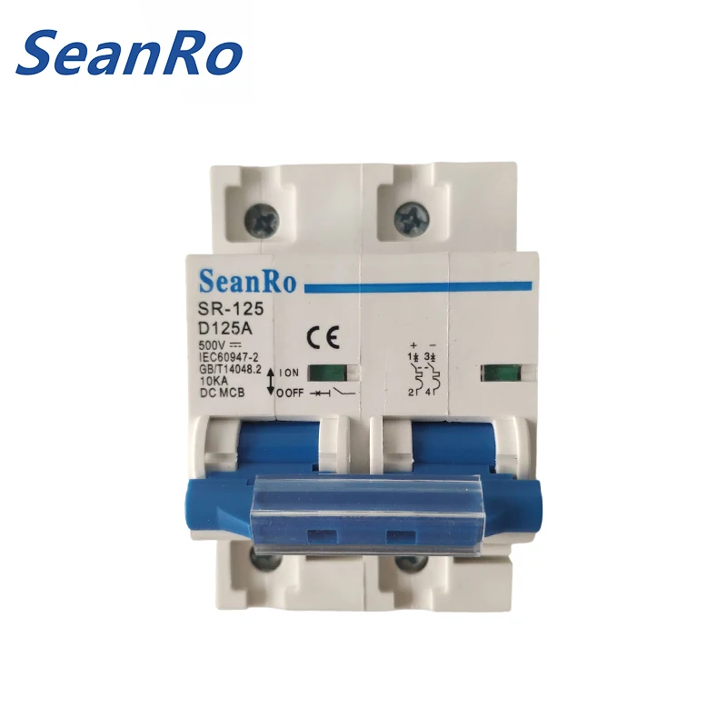 Seanro Solar Pv Dc Mcb 125a Breakers Circuit 100a 550v 2p Dc Circuit Breaker for 48v Battery