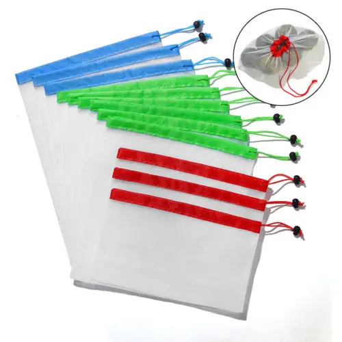 12pcs/15pcs Reusable Mesh Produce Bags Washable Eco Friendly Bags for Grocery Shopping Storage Toys Fruit Vegetable Storage Bag