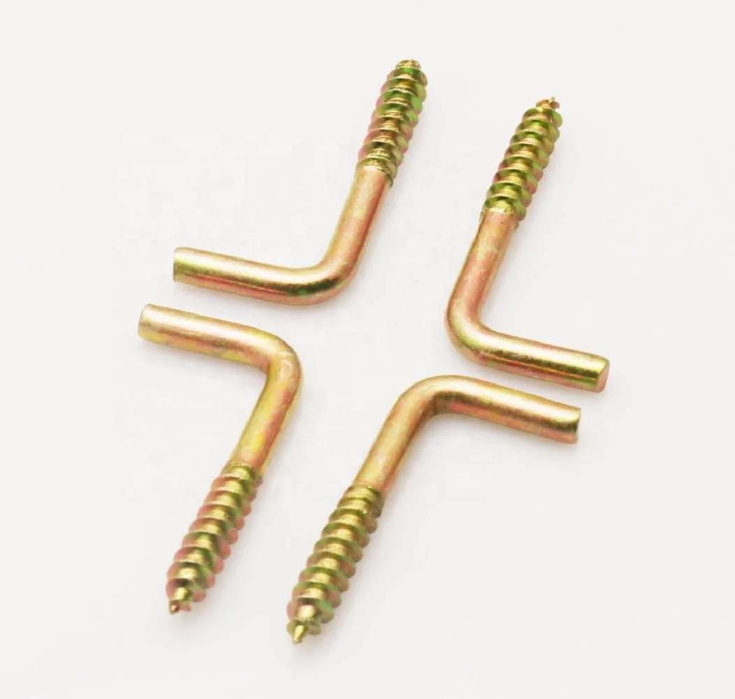 Zinc Yellow Special Double Ended L Shape Square Hook Screw