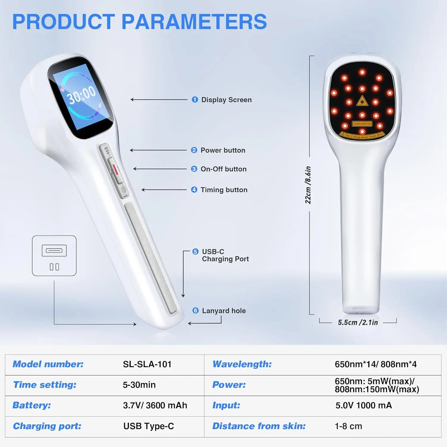 Portable Handheld Red Light Therapy Apparatus for Joint Muscle Pain Relief Cold Laser Therapy Body Rehabilitation On-the-go Use