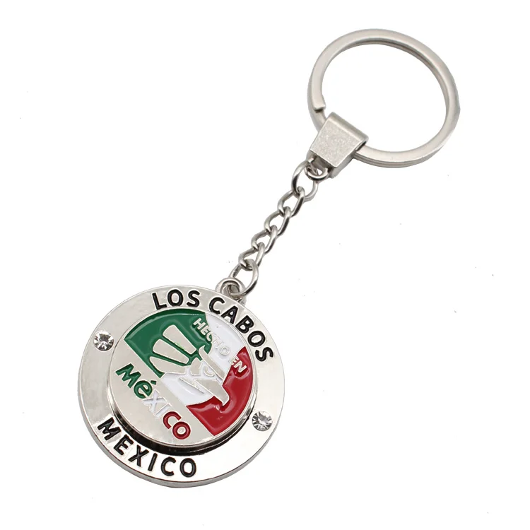 New Arrival Oem Metal 3d Rotation Mexico Souvenir Keychain For Promotional Gift